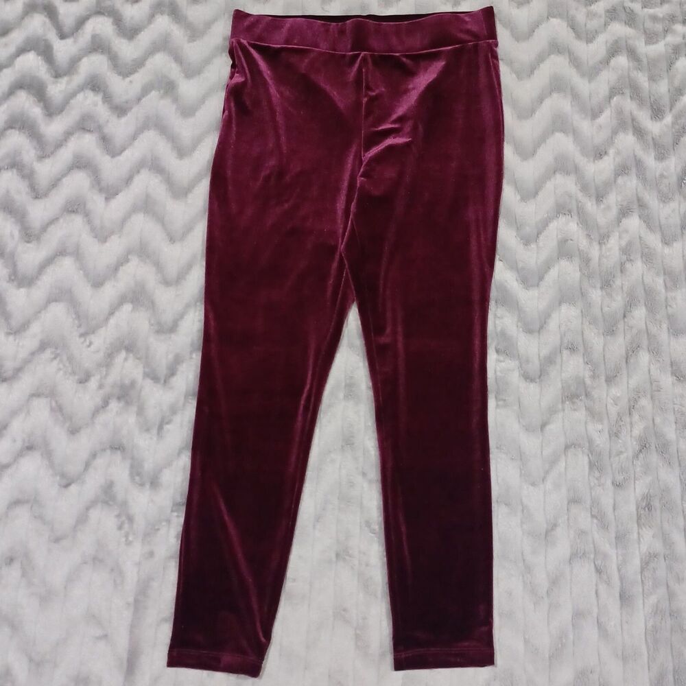 Loft Womens Size L Pink Purple Elastic Waist Velour Leggings